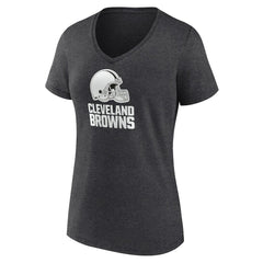 Cleveland Browns Women's Personalized Name & Number Monochrome V-Neck Long Sleeve T-Shirt Charcoal - NFL