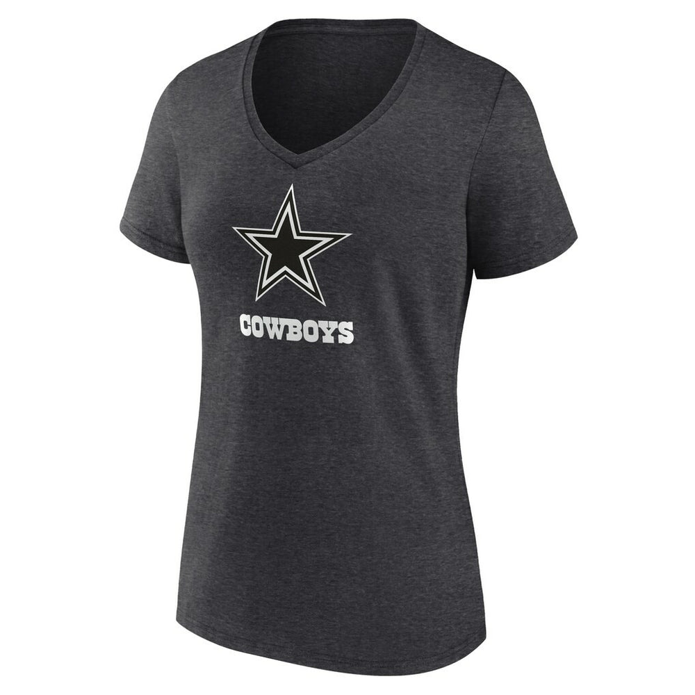 Dallas Cowboys Women's Personalized Name & Number Monochrome V-Neck Long Sleeve T-Shirt Charcoal - NFL