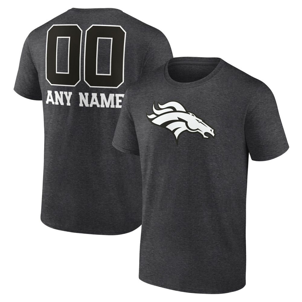 Denver Broncos Personalized Name & Number Monochrome T-Shirt Charcoal - NFL