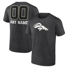 Denver Broncos Personalized Name & Number Monochrome T-Shirt Charcoal - NFL