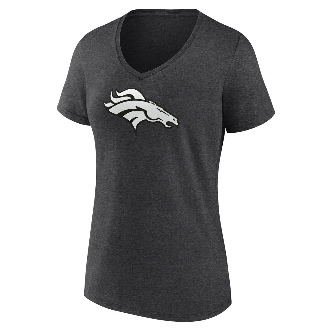 Denver Broncos Women's Personalized Name & Number Monochrome V-Neck Long Sleeve T-Shirt Charcoal - NFL