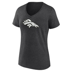 Denver Broncos Women's Personalized Name & Number Monochrome V-Neck Long Sleeve T-Shirt Charcoal - NFL