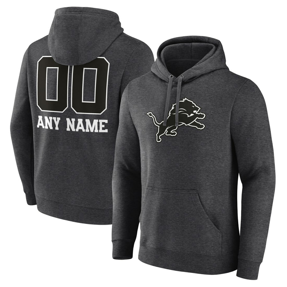 Detroit Lions Personalized Name & Number Monochrome Pullover Hoodie Charcoal - NFL