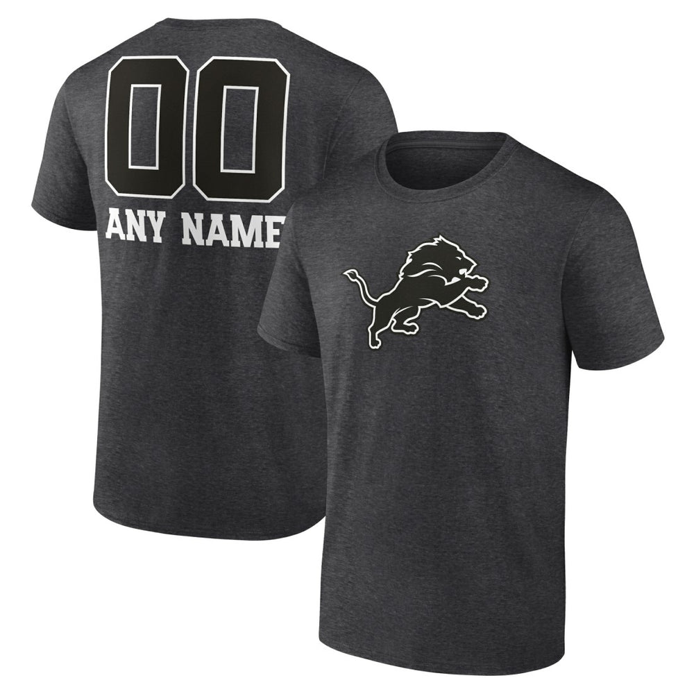 Detroit Lions Personalized Name & Number Monochrome T-Shirt Charcoal - NFL
