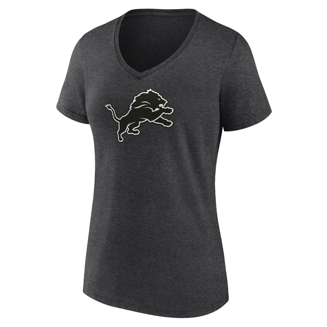 Detroit Lions Women's Personalized Name & Number Monochrome V-Neck Long Sleeve T-Shirt Charcoal - NFL