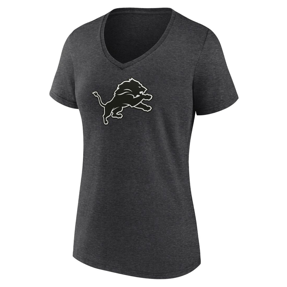 Detroit Lions Women's Personalized Name & Number Monochrome V-Neck Long Sleeve T-Shirt Charcoal - NFL