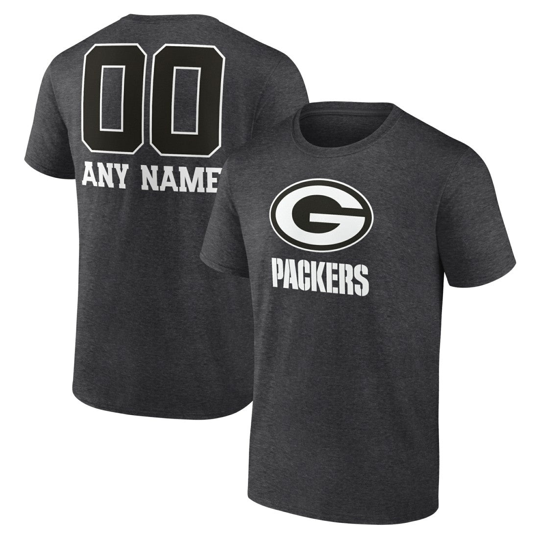 Green Bay Packers Personalized Name & Number Monochrome T-Shirt Charcoal - NFL