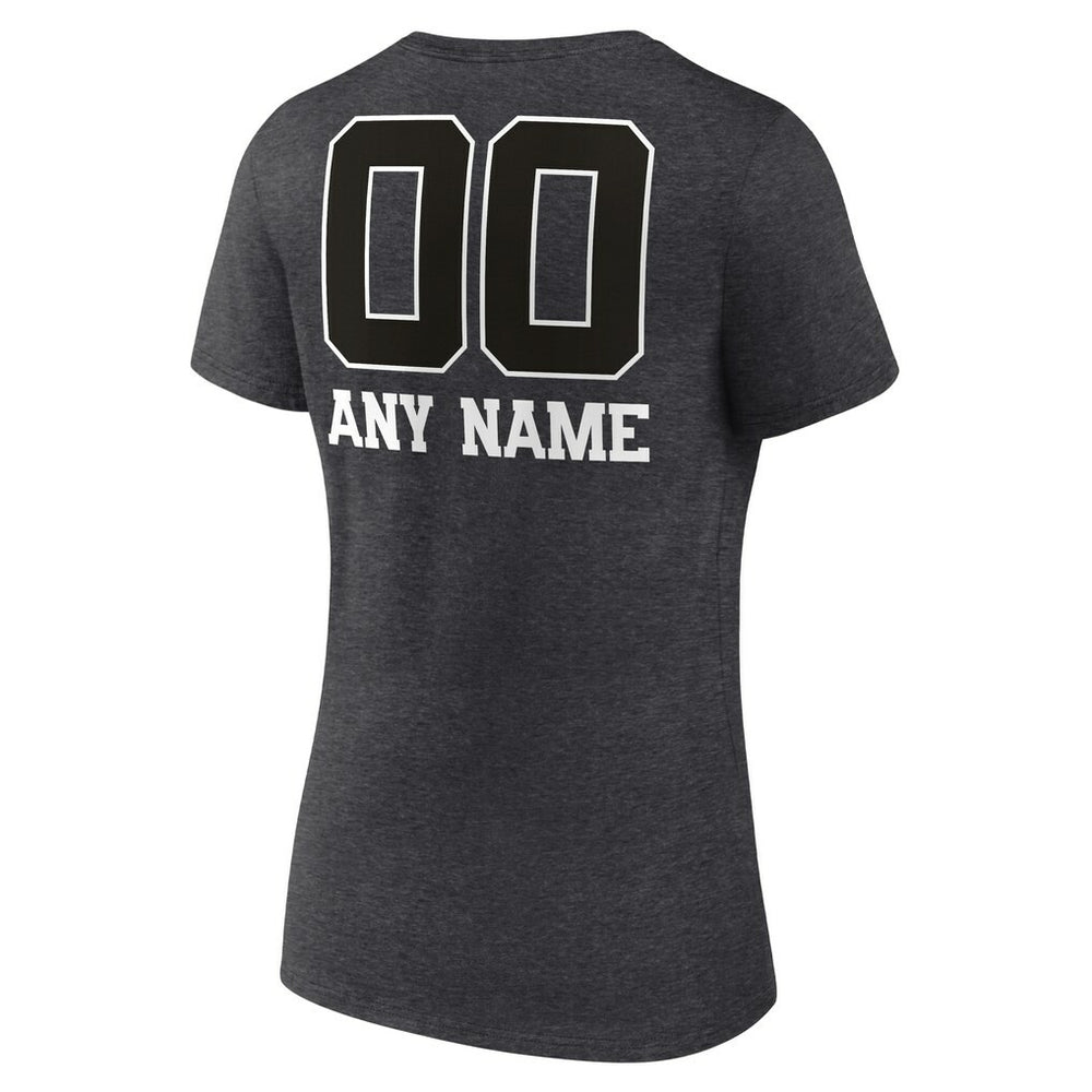 Green Bay Packers Women's Personalized Name & Number Monochrome V-Neck Long Sleeve T-Shirt Charcoal - NFL