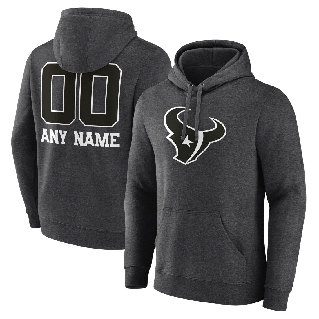 Houston Texans Personalized Name & Number Monochrome Pullover Hoodie Charcoal - NFL