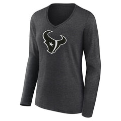 Houston Texans Women's Personalized Name & Number Monochrome V-neck T-Shirt Charcoal - NFL