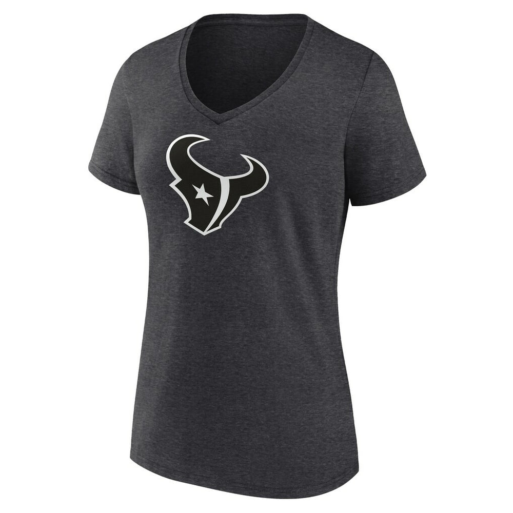 Houston Texans Women's Personalized Name & Number Monochrome V-Neck Long Sleeve T-Shirt Charcoal - NFL