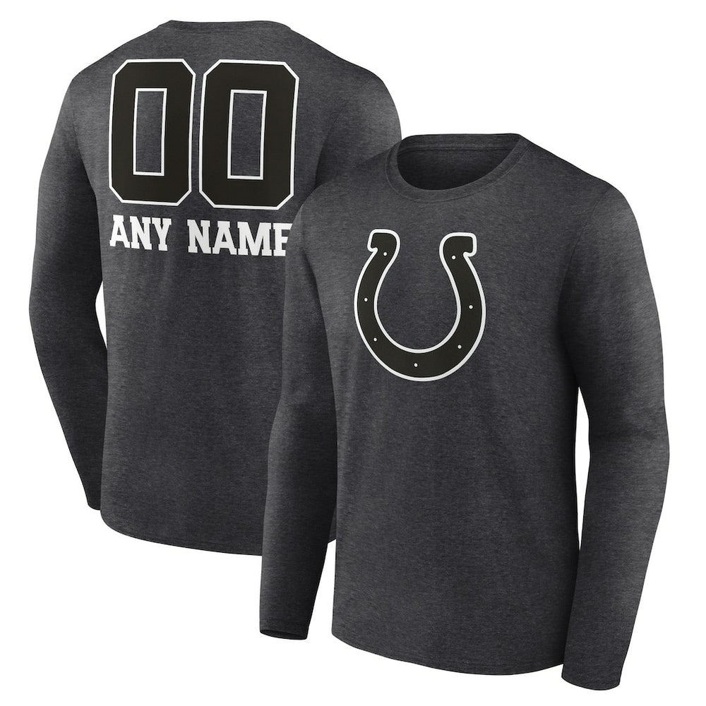 Indianapolis Colts Personalized Name & Number Monochrome Long Sleeve T-Shirt Charcoal - NFL