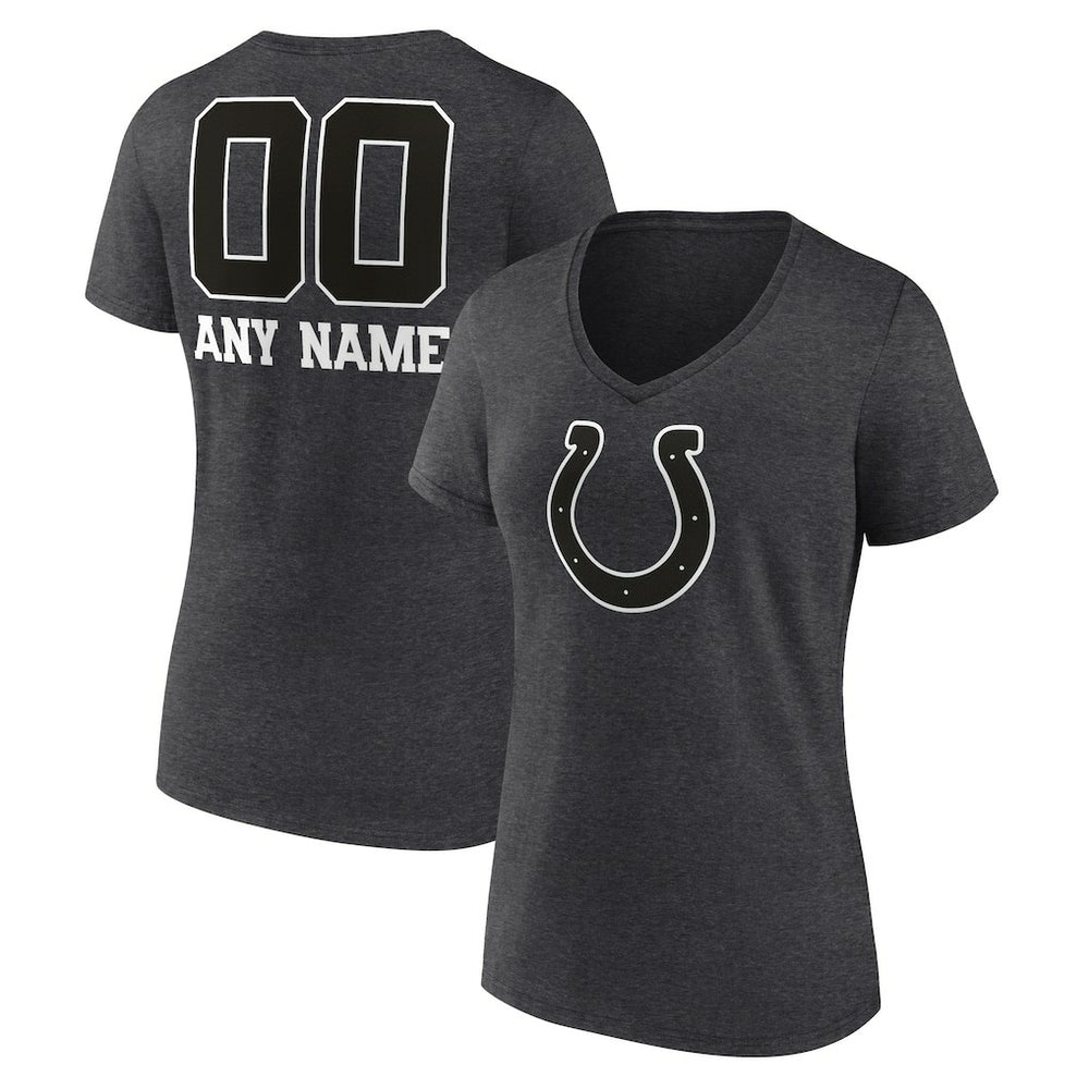 Indianapolis Colts Women's Personalized Name & Number Monochrome V-Neck Long Sleeve T-Shirt Charcoal - NFL