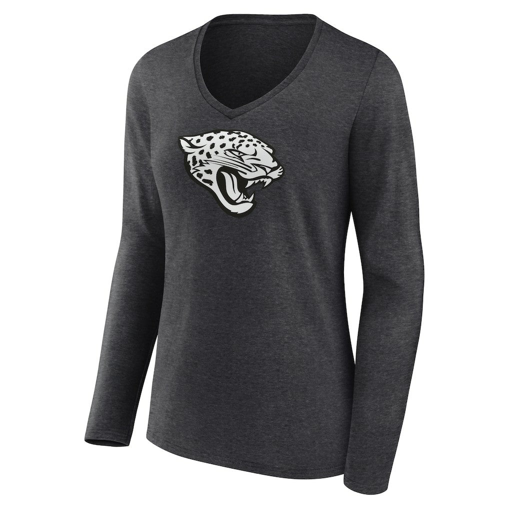 Jacksonville Jaguars Women's Personalized Name & Number Monochrome V-neck T-Shirt Charcoal - NFL