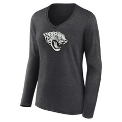 Jacksonville Jaguars Women's Personalized Name & Number Monochrome V-neck T-Shirt Charcoal - NFL