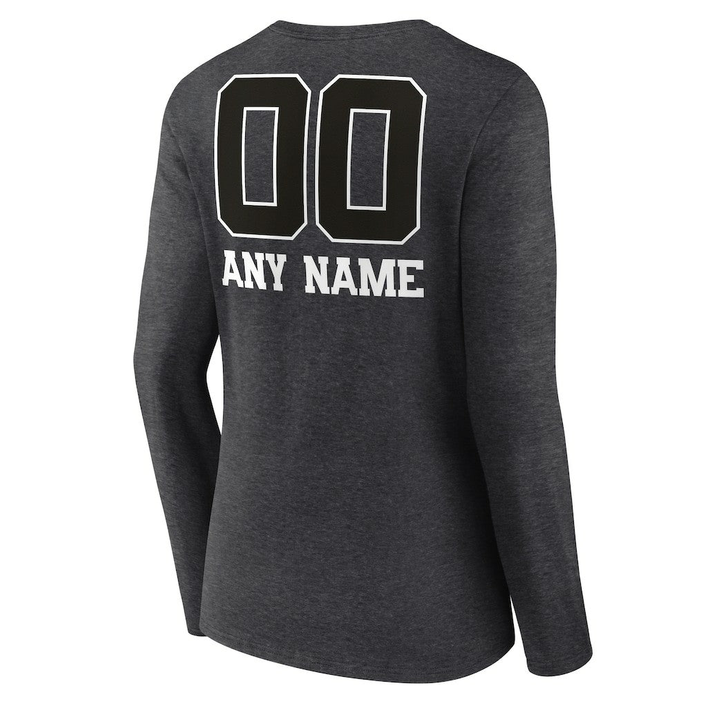 Jacksonville Jaguars Women's Personalized Name & Number Monochrome V-neck T-Shirt Charcoal - NFL