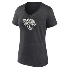 Jacksonville Jaguars Women's Personalized Name & Number Monochrome V-Neck Long Sleeve T-Shirt Charcoal - NFL