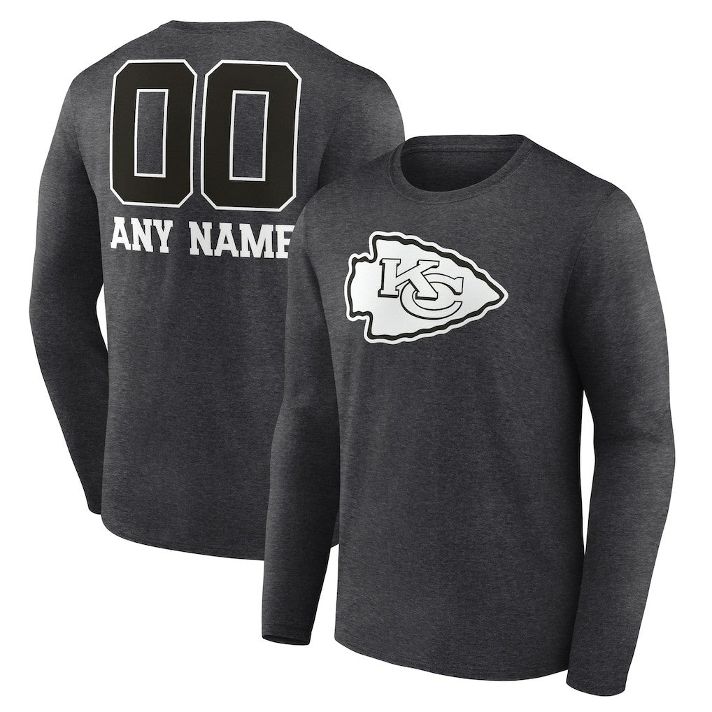 Kansas City Chiefs Personalized Name & Number Monochrome Long Sleeve T-Shirt Charcoal - NFL