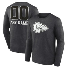 Kansas City Chiefs Personalized Name & Number Monochrome Long Sleeve T-Shirt Charcoal - NFL
