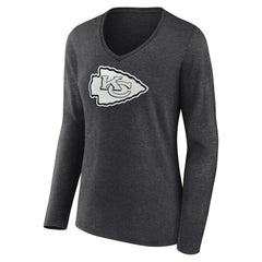 Kansas City Chiefs Women's Personalized Name & Number Monochrome V-neck T-Shirt Charcoal - NFL