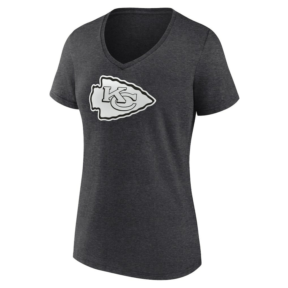 Kansas City Chiefs Women's Personalized Name & Number Monochrome V-Neck Long Sleeve T-Shirt Charcoal - NFL