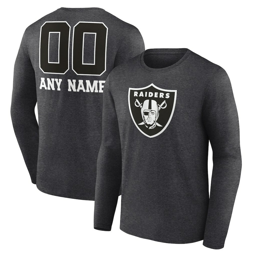 Las Vegas Raiders Personalized Name & Number Monochrome Long Sleeve T-Shirt Charcoal - NFL
