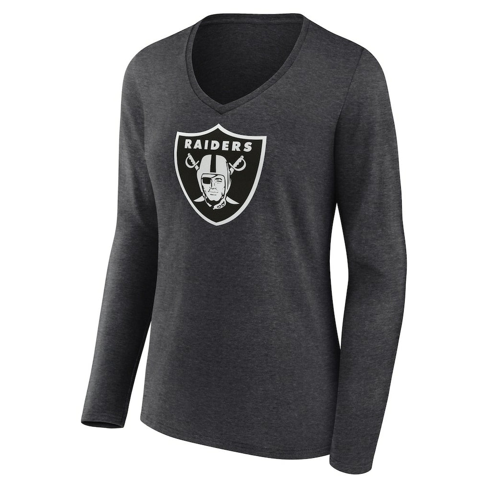Las Vegas Raiders Women's Personalized Name & Number Monochrome V-neck T-Shirt Charcoal - NFL