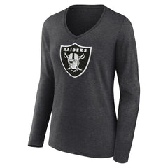 Las Vegas Raiders Women's Personalized Name & Number Monochrome V-neck T-Shirt Charcoal - NFL