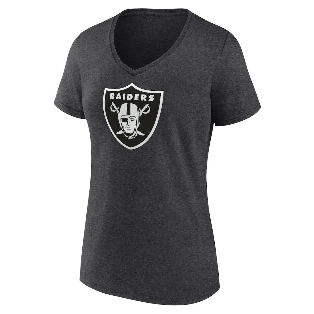 Las Vegas Raiders Women's Personalized Name & Number Monochrome V-Neck Long Sleeve T-Shirt Charcoal - NFL