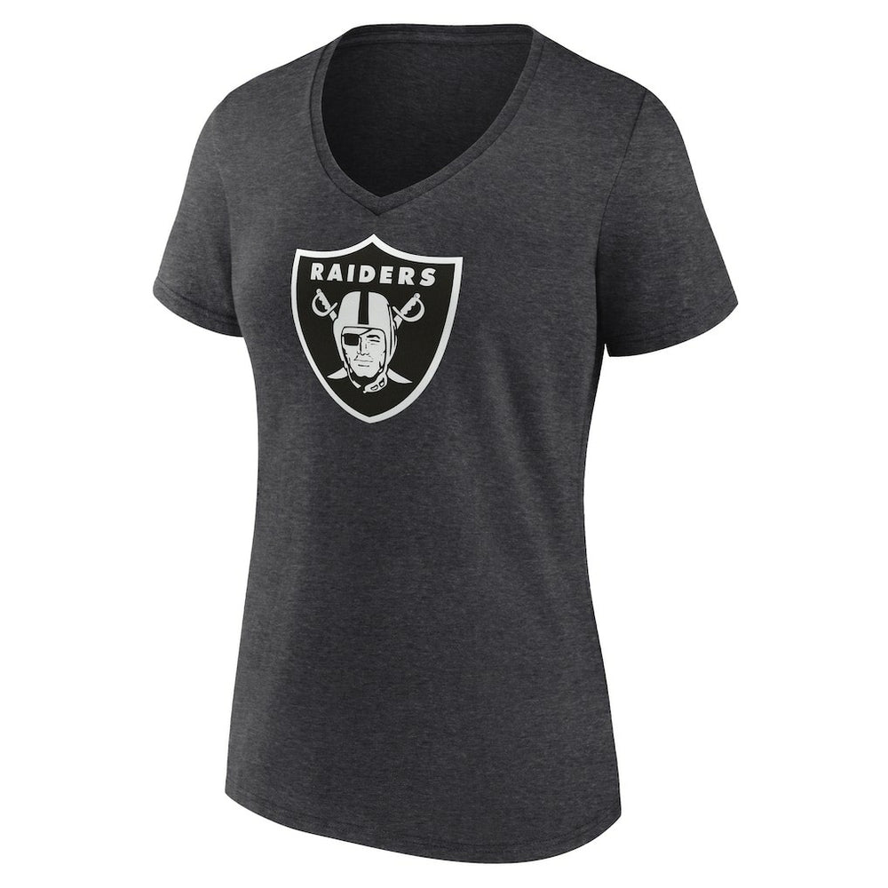 Las Vegas Raiders Women's Personalized Name & Number Monochrome V-Neck Long Sleeve T-Shirt Charcoal - NFL