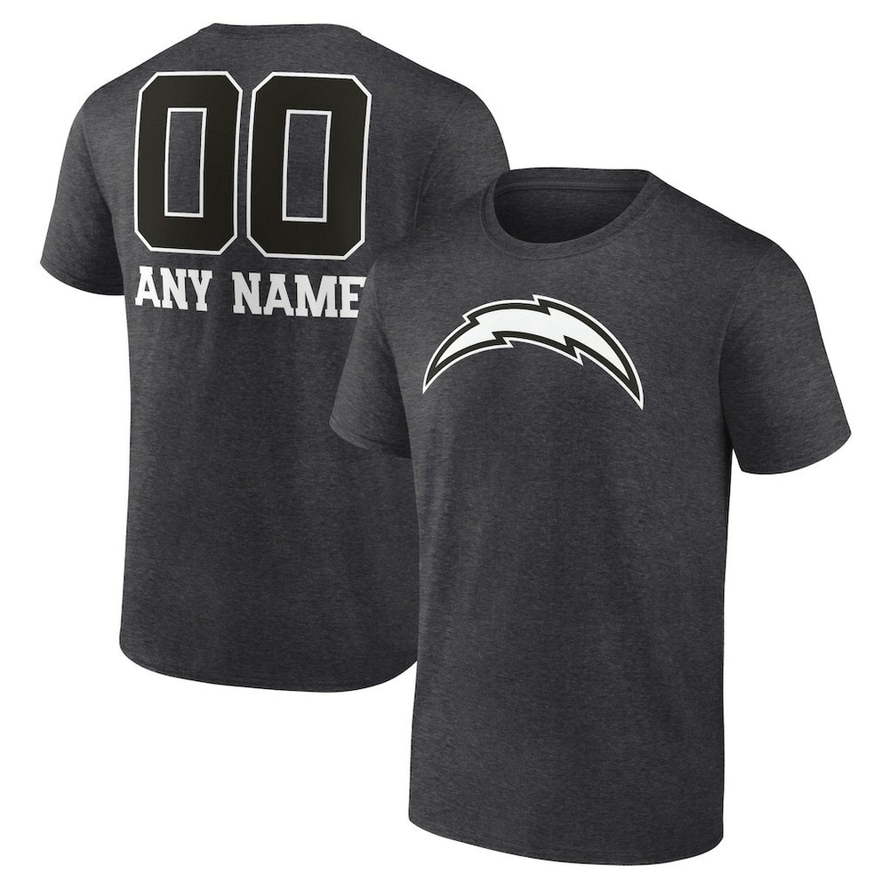 Los Angeles Chargers Personalized Name & Number Monochrome T-Shirt Charcoal - NFL