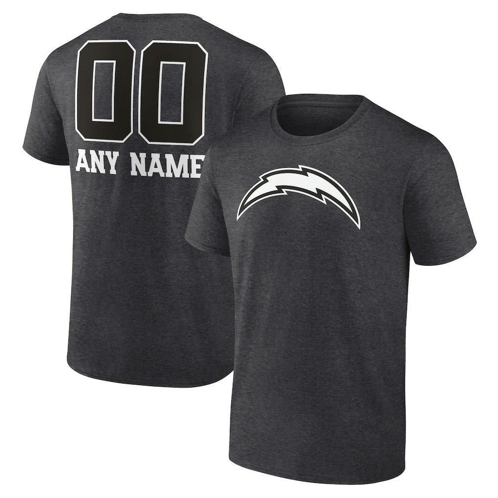 Los Angeles Chargers Personalized Name & Number Monochrome T-Shirt Charcoal - NFL