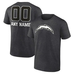 Los Angeles Chargers Personalized Name & Number Monochrome T-Shirt Charcoal - NFL