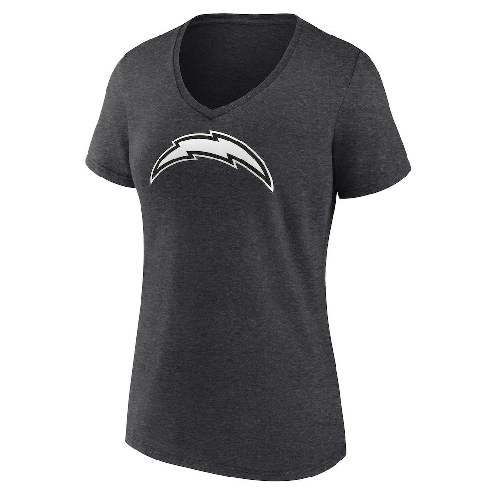 Los Angeles Chargers Women's Personalized Name & Number Monochrome V-Neck Long Sleeve T-Shirt Charcoal - NFL