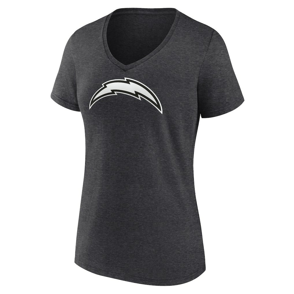 Los Angeles Chargers Women's Personalized Name & Number Monochrome V-Neck Long Sleeve T-Shirt Charcoal - NFL