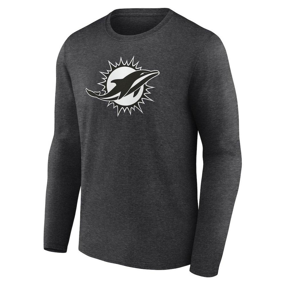 Miami Dolphins Personalized Name & Number Monochrome Long Sleeve T-Shirt Charcoal - NFL