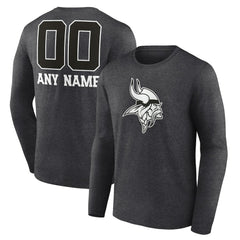 Minnesota Vikings Personalized Name & Number Monochrome Long Sleeve T-Shirt Charcoal - NFL