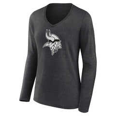 Minnesota Vikings Women's Personalized Name & Number Monochrome V-neck T-Shirt Charcoal - NFL