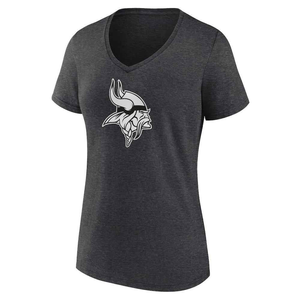 Minnesota Vikings Women's Personalized Name & Number Monochrome V-Neck Long Sleeve T-Shirt Charcoal - NFL