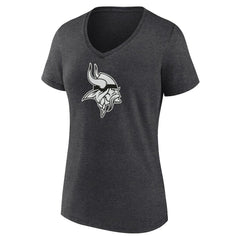 Minnesota Vikings Women's Personalized Name & Number Monochrome V-Neck Long Sleeve T-Shirt Charcoal - NFL