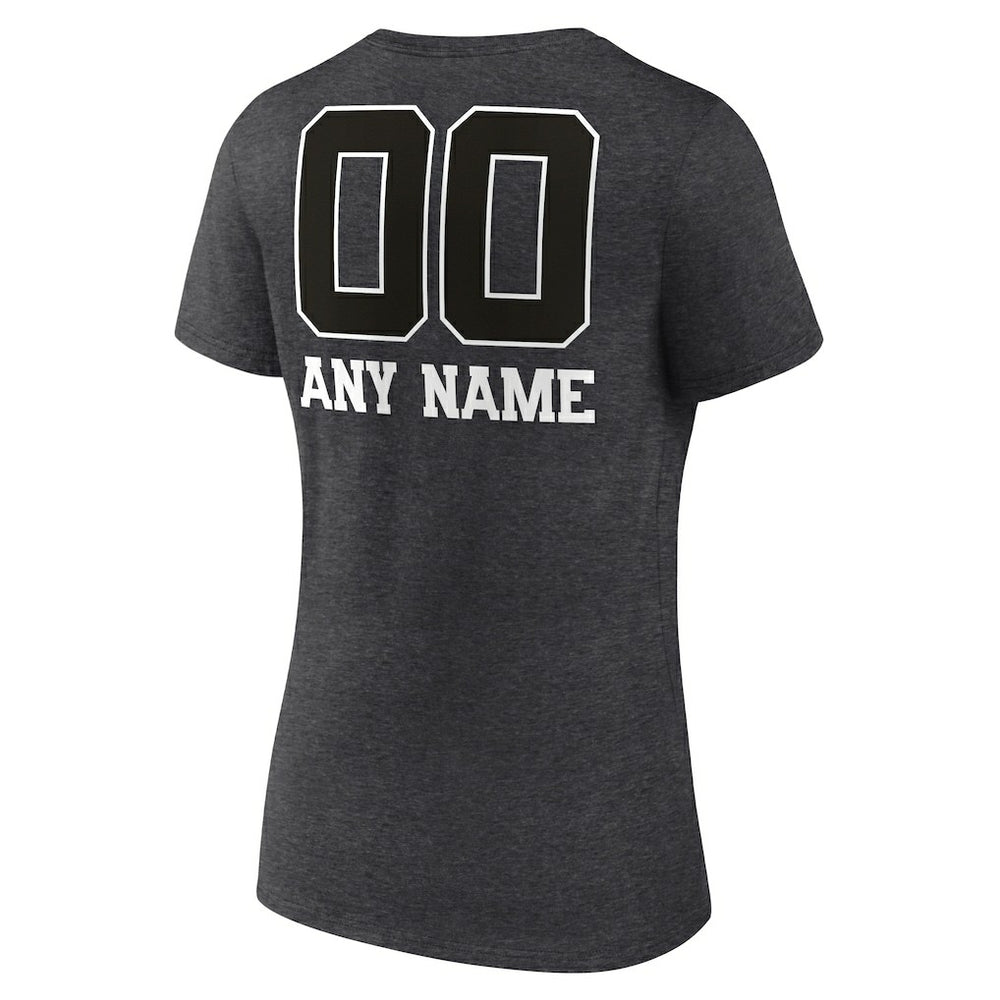 Minnesota Vikings Women's Personalized Name & Number Monochrome V-Neck Long Sleeve T-Shirt Charcoal - NFL