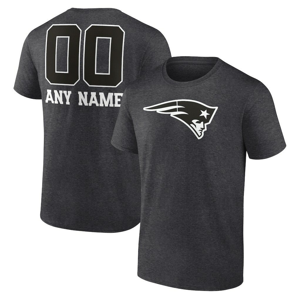 New England Patriots Personalized Name & Number Monochrome T-Shirt Charcoal - NFL