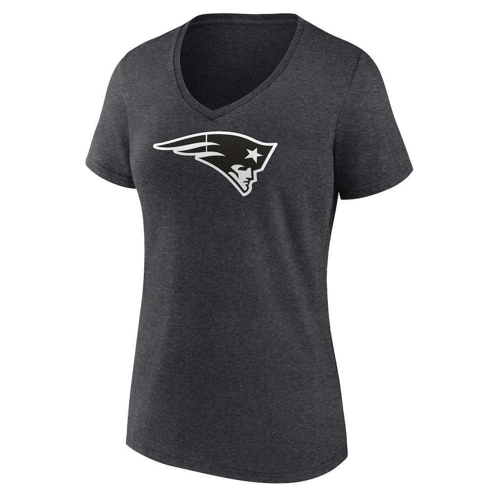 New England Patriots Women's Personalized Name & Number Monochrome V-Neck Long Sleeve T-Shirt Charcoal - NFL