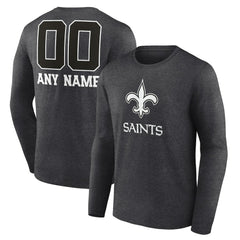 New Orleans Saints Personalized Name & Number Monochrome Long Sleeve T-Shirt Charcoal - NFL