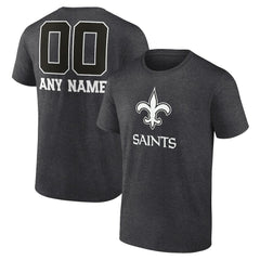 New Orleans Saints Personalized Name & Number Monochrome T-Shirt Charcoal - NFL