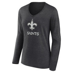 New Orleans Saints Women's Personalized Name & Number Monochrome V-neck T-Shirt Charcoal - NFL