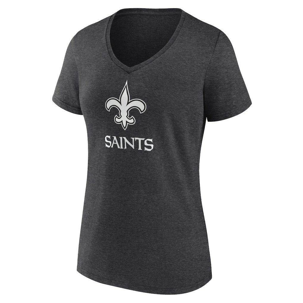 New Orleans Saints Women's Personalized Name & Number Monochrome V-Neck Long Sleeve T-Shirt Charcoal - NFL