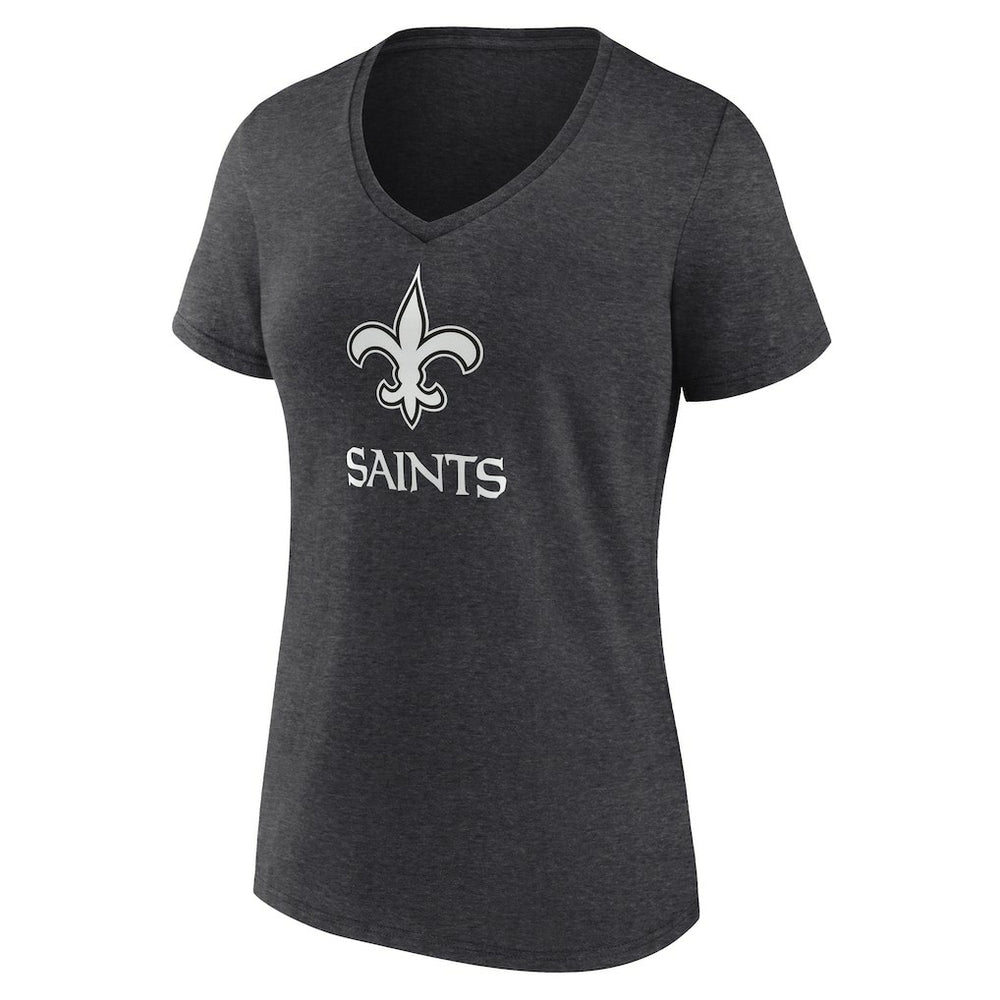 New Orleans Saints Women's Personalized Name & Number Monochrome V-Neck Long Sleeve T-Shirt Charcoal - NFL