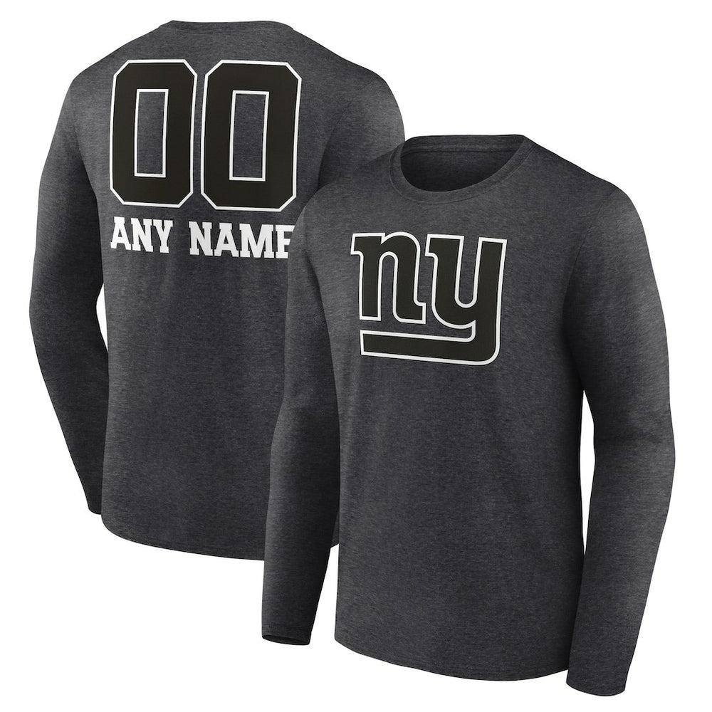 New York Giants Personalized Name & Number Monochrome Long Sleeve T-Shirt Charcoal - NFL