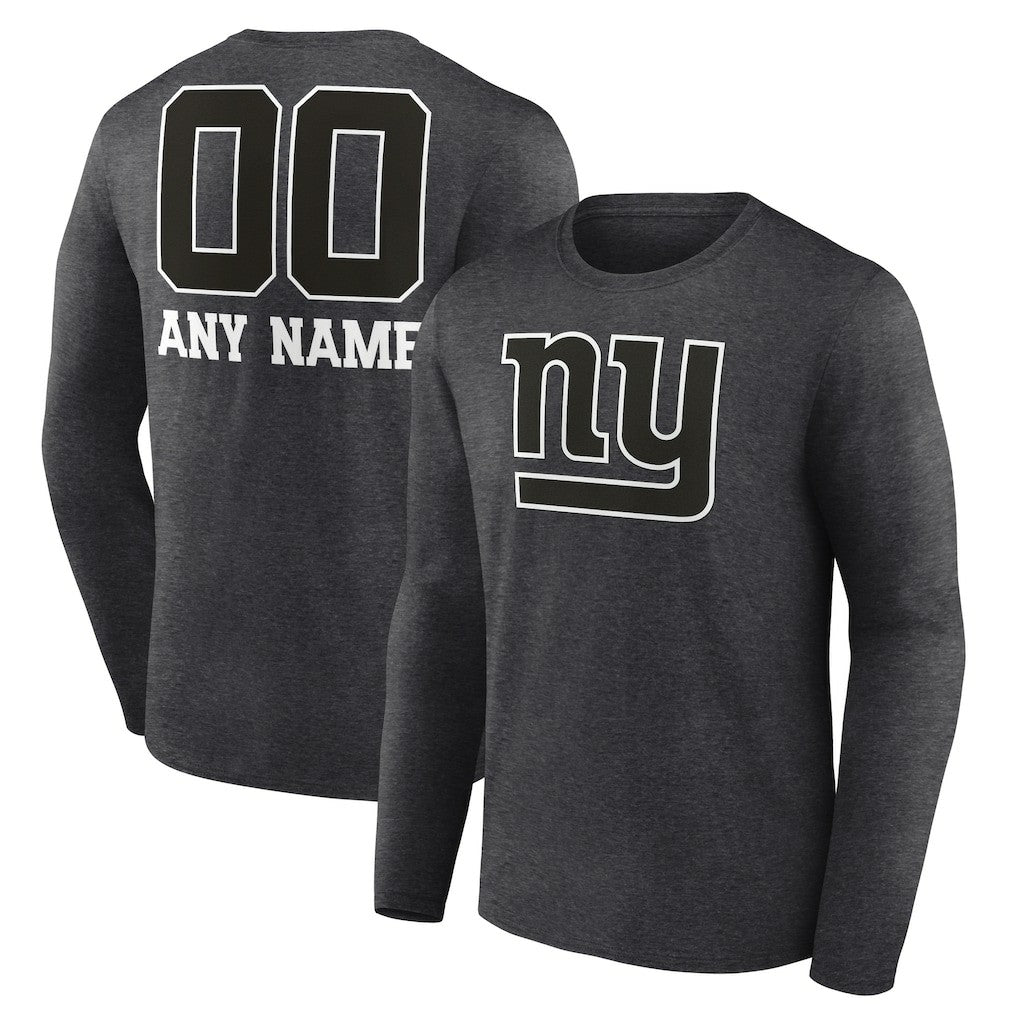 New York Giants Personalized Name & Number Monochrome Long Sleeve T-Shirt Charcoal - NFL